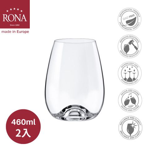 RONA 洛娜 斯洛伐克Drink Master專業無梗O型杯 波爾多杯460ml-2入組