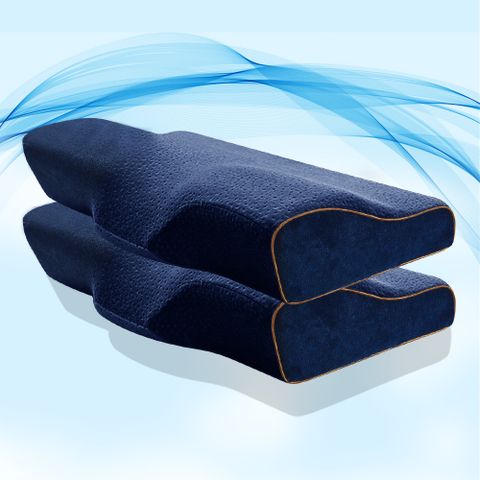 【J-bedtime】日本3D釋壓止鼾透氣蝶型枕任選1+1組-60x35公分(石磨烯/深藍/文青灰)