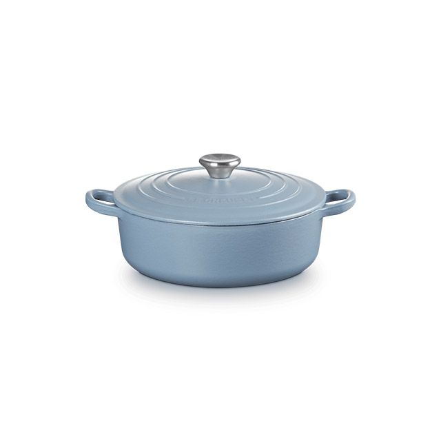 LE CREUSET 琺瑯鑄鐵鍋圓形燉鍋24cm(加勒比海藍/燧石灰/溫桲黃/礦石藍)盒損品