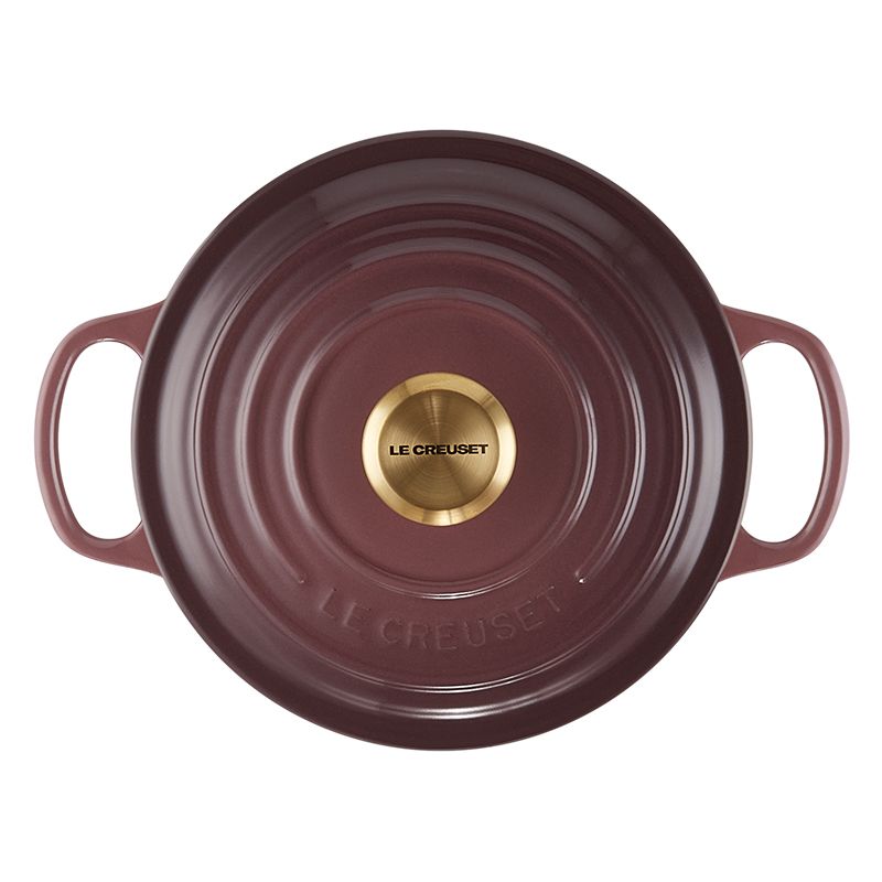 LE CREUSET 典藏琺瑯鑄鐵鍋圓鍋 18 cm(無花果-金頭-內鍋黑)