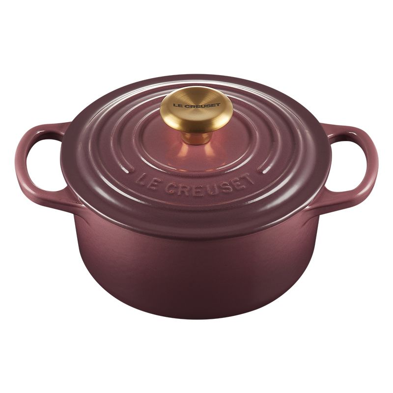 LE CREUSET -典藏琺瑯鑄鐵鍋圓鍋 16 cm (無花果-金頭-內鍋黑)
