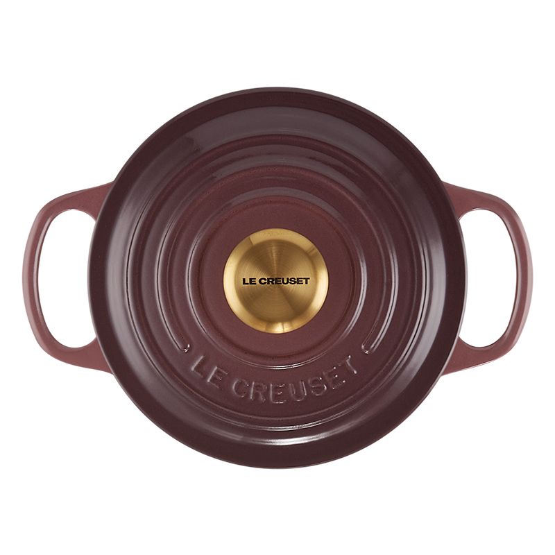 LE CREUSET -典藏琺瑯鑄鐵鍋圓鍋 16 cm (無花果-金頭-內鍋黑)