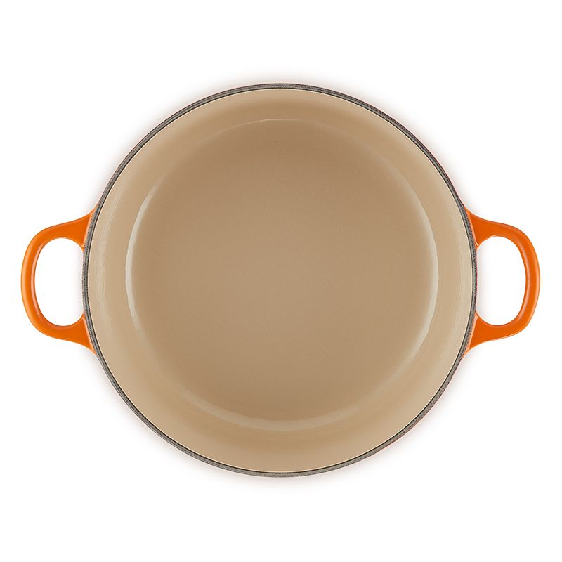 LE CREUSET -琺瑯鑄鐵鍋圓鍋 20cm (火焰橘-電木頭-內鍋白)