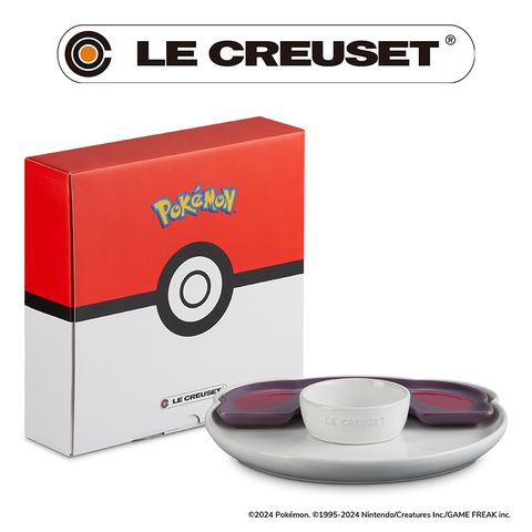 LE CREUSET-瓷器寶可夢系列大師球餐盤組 (雪花白/葡萄紫)