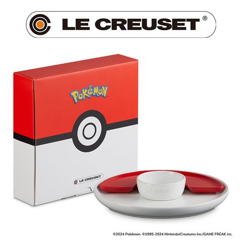 LE CREUSET-瓷器寶可夢系列精靈球餐盤組 (雪花白/胭脂紅)