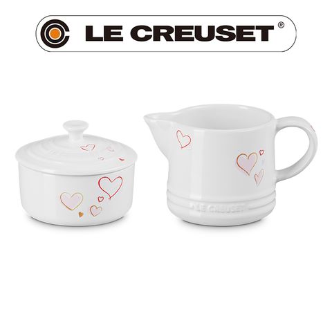 LE CREUSET-甜心系列瓷器牛奶杯&糖罐組 (雪花白)