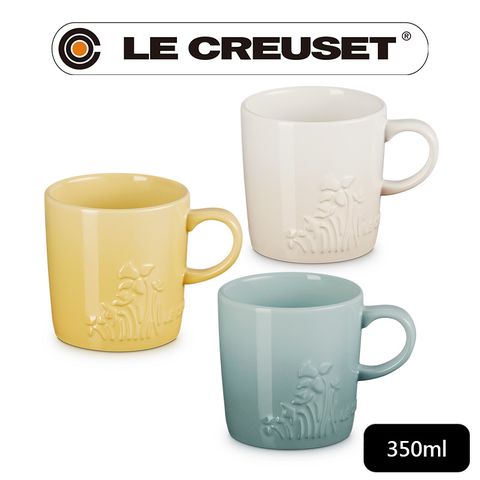 LE CREUSET -春日花園系列瓷器英式馬克杯350ml(洋甘菊/蛋白霜/海洋之花 3色選一)