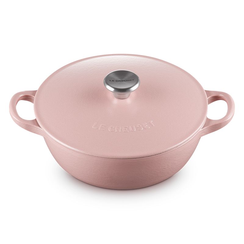 LE CREUSET -琺瑯鑄鐵鍋媽咪鍋18cm (甜心粉-鋼頭-內鍋黑)