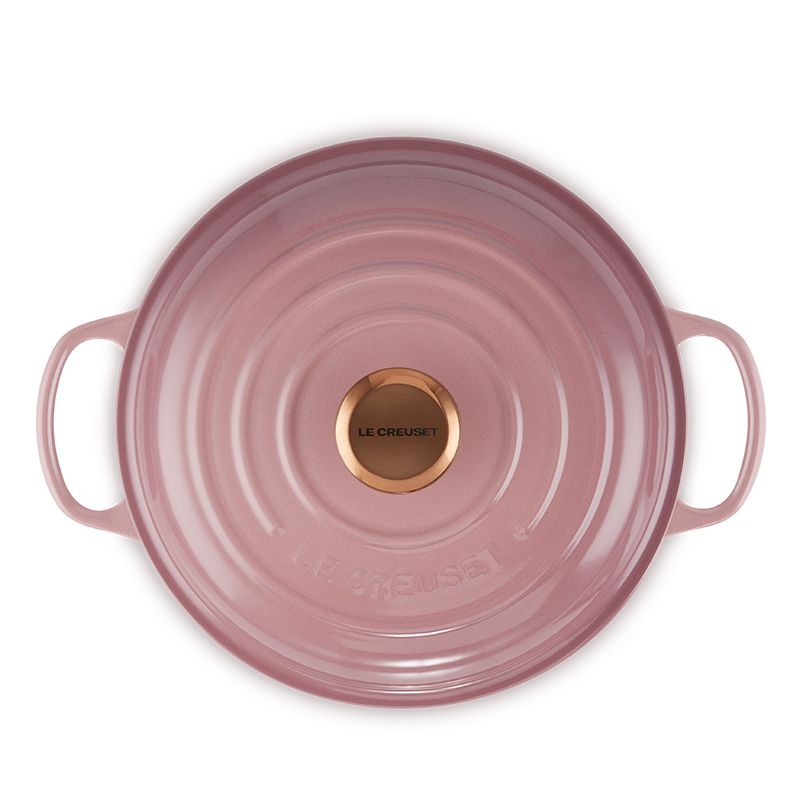 LE CREUSET -典藏琺瑯鑄鐵鍋淺底鍋 26cm (錦葵紫-銅頭-內鍋白)