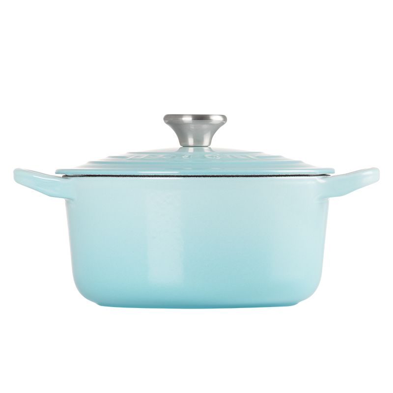 LE CREUSET -琺瑯鑄鐵鍋圓鍋 16cm (水漾藍-鋼頭-內鍋白)