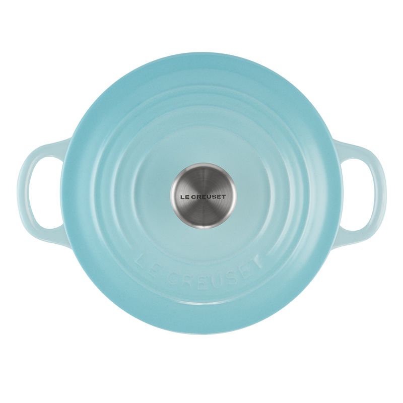 LE CREUSET -琺瑯鑄鐵鍋圓鍋 16cm (水漾藍-鋼頭-內鍋白)