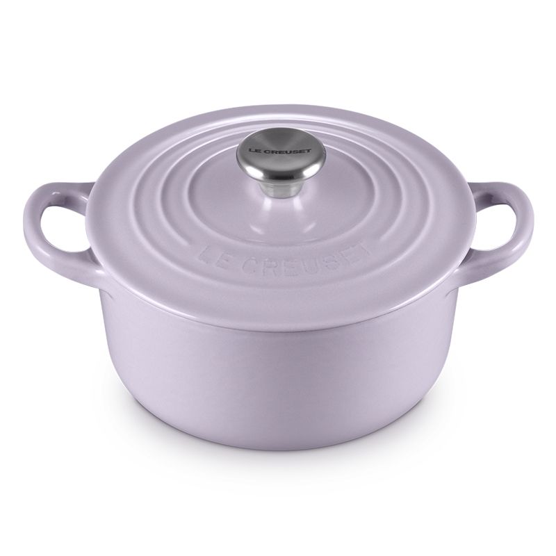 LE CREUSET -琺瑯鑄鐵鍋圓鍋 16cm (薰衣草-鋼頭-內鍋白)