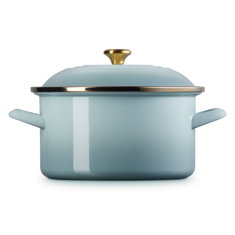 LE CREUSET -琺瑯便利湯鍋20cm (海洋之花-金頭-內鍋白)