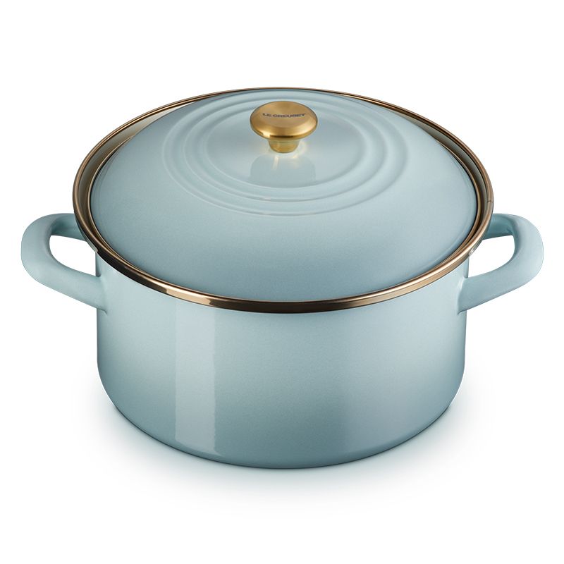 LE CREUSET -琺瑯便利湯鍋20cm (海洋之花-金頭-內鍋白)