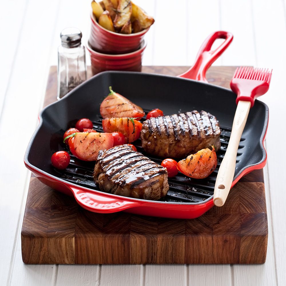 LE CREUSET 琺瑯鑄鐵鍋單柄方鐵烤盤26cm (加勒比海藍/雪紡粉/棉花白/櫻桃紅)