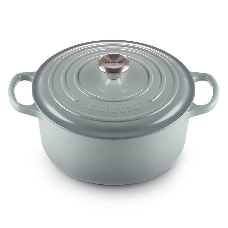 LE CREUSET 典藏琺瑯鑄鐵鍋圓鍋 22cm (海洋之花-鋼頭-內鍋白)