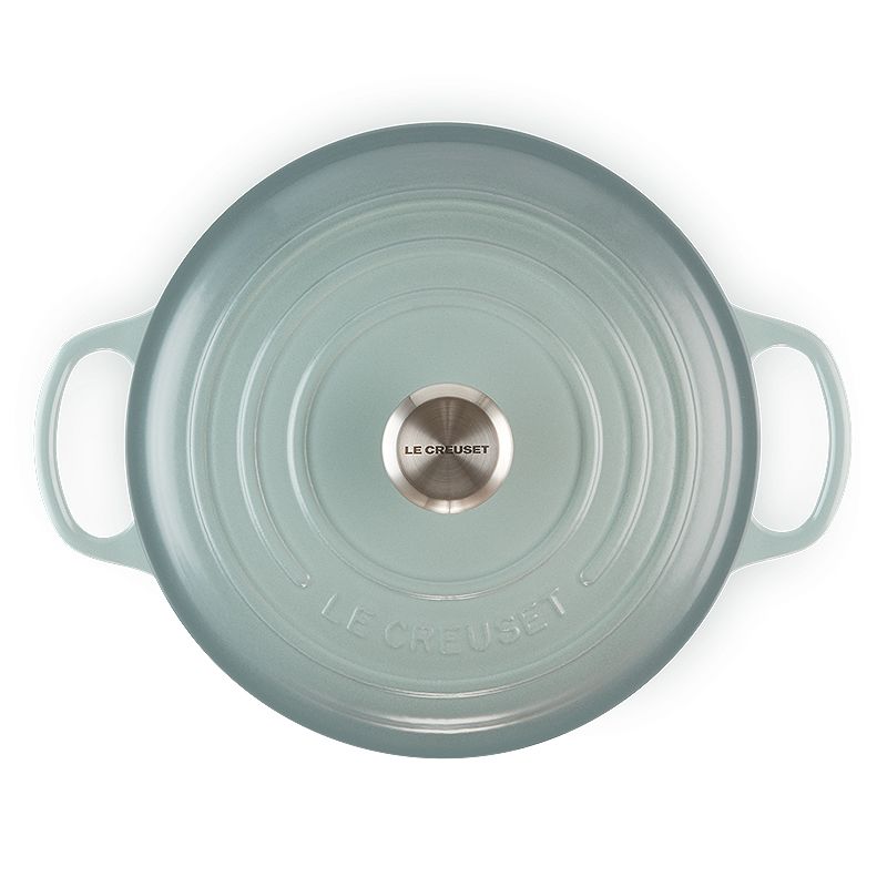 LE CREUSET 典藏琺瑯鑄鐵鍋圓鍋 22cm (海洋之花-鋼頭-內鍋白)