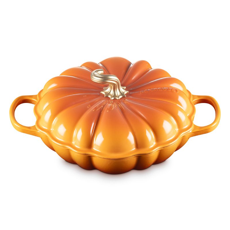 LE CREUSET -萬聖節 琺瑯鑄鐵鍋南瓜造型淺底鍋 28cm (雪花白/海洋之花/珊瑚橘/藍色迷霧/橄欖綠)