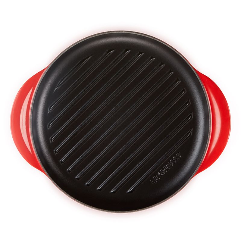 LE CREUSET 琺瑯鑄鐵鍋雙耳圓鐵烤盤 25cm (櫻桃紅)
