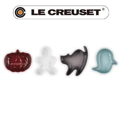 LE CREUSET -瓷器萬聖節迷你醬料碟4入組 (木乃伊/黑貓/南瓜/精靈)