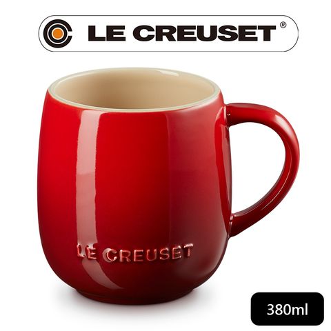 LE CREUSET-瓷器蛋蛋馬克杯380ml (櫻桃紅-無盒)