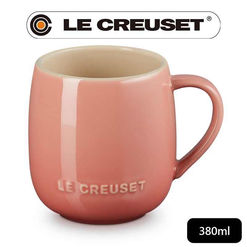 LE CREUSET -瓷器蛋蛋馬克杯380ml (鮭魚粉)