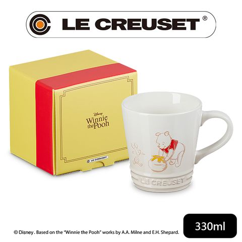 LE CREUSET-小熊維尼系列 瓷器V馬克杯330ml(蛋白霜)