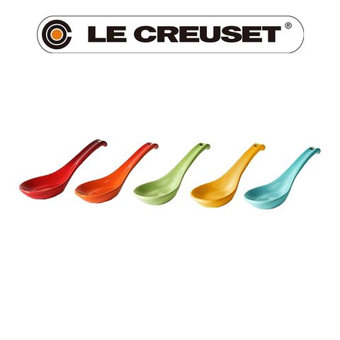 LE CREUSET-瓷器中式湯匙組 5入 (櫻桃紅/火焰橘/芥末黃/奇異果綠/加勒比海藍)