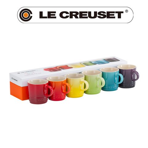 LE CREUSET-瓷器義式咖啡杯組100ml-6入 (彩虹)