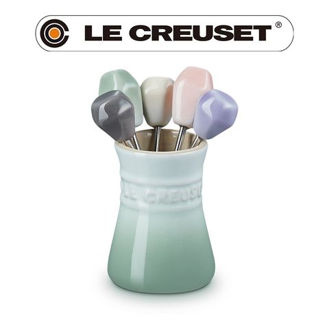 LE CREUSET-瓷餐叉組5入 (貝殼粉/淡粉紫/湖水綠/蛋白霜/燧石灰)