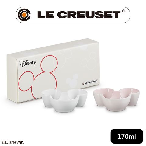 LE CREUSET-迪士尼米奇系列 瓷器迷你醬料碟2入組170ml (棉花白/貝殼粉)