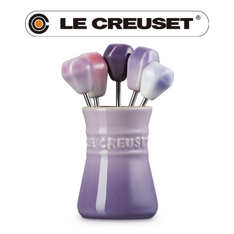 LE CREUSET -復古調色盤系列瓷器餐叉組 5入 (星河紫/卡特蘭/淡粉紫/綻放粉/藍鈴紫)