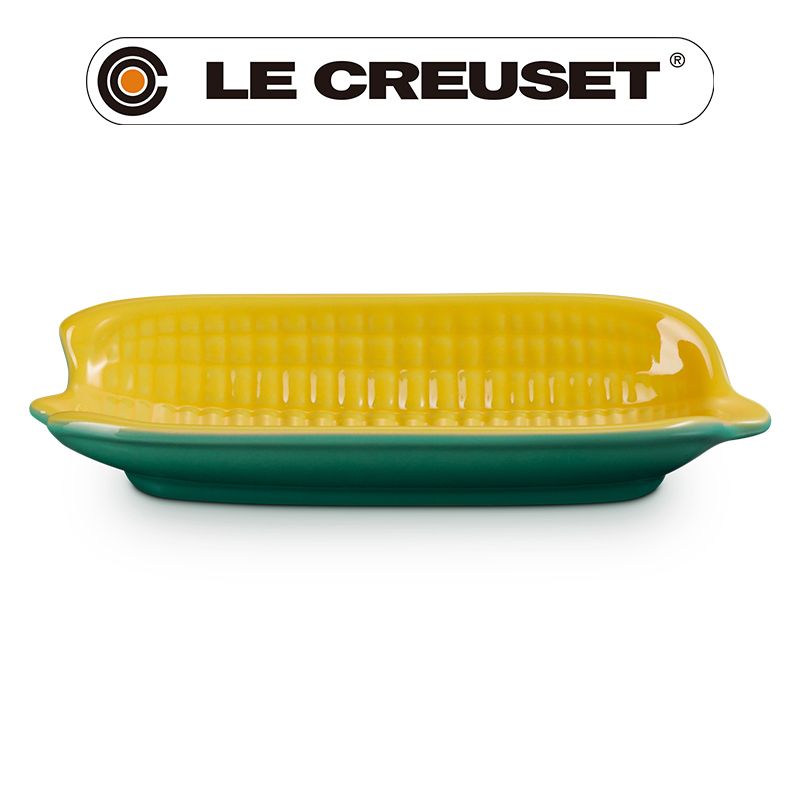 LE CREUSET -瓷器甜玉米盤 (茴香綠-無盒)