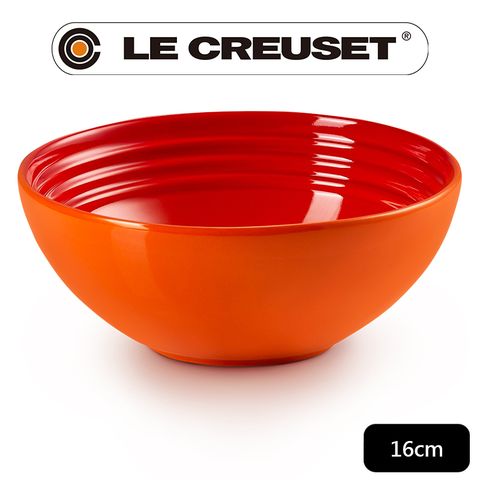 LE CREUSET 瓷器早餐穀片碗 16cm (火焰橘-無盒)