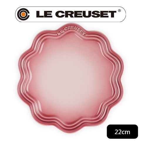 LE CREUSET-瓷器蕾絲花邊盤 22cm (櫻花粉)