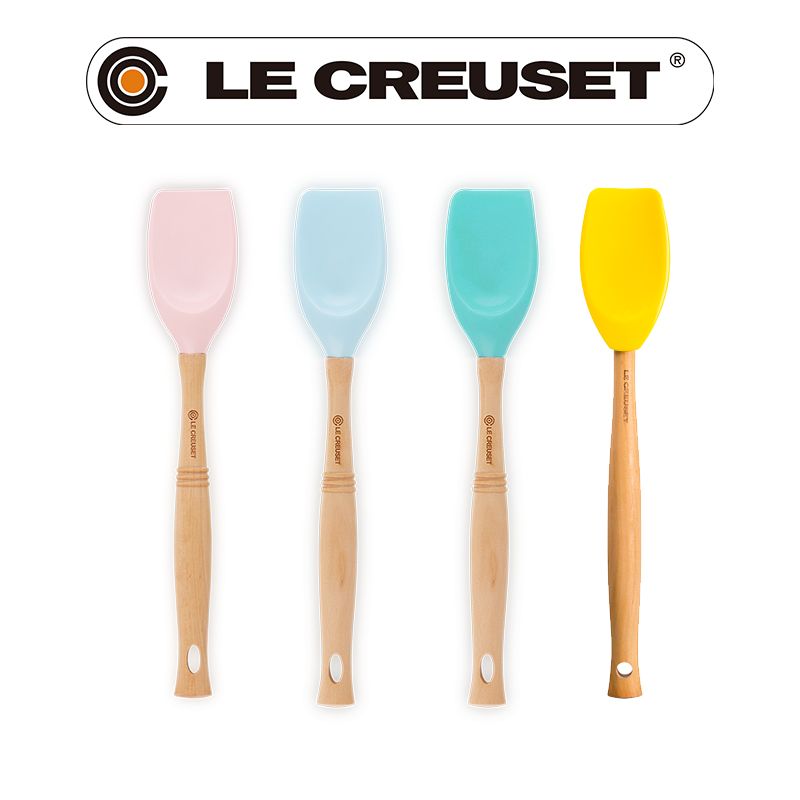 LE CREUSET -耐熱矽膠V鏟杓(淡粉紅/海岸藍/閃亮黃/薄荷綠)