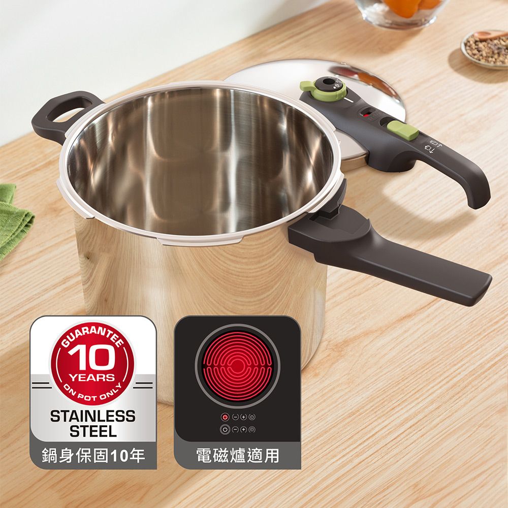 Tefal 特福  法國 易食二合一不鏽鋼快鍋/壓力鍋8L