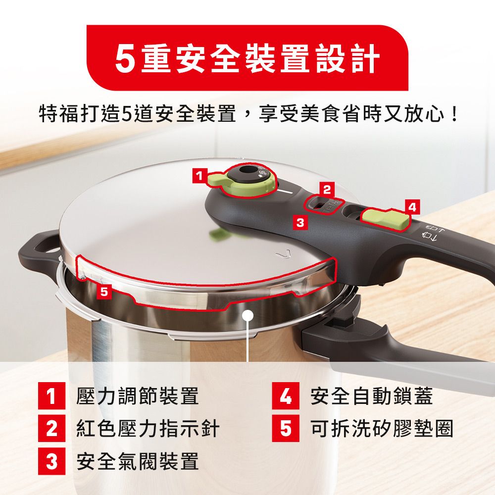 Tefal 特福  法國 易食二合一不鏽鋼快鍋/壓力鍋8L