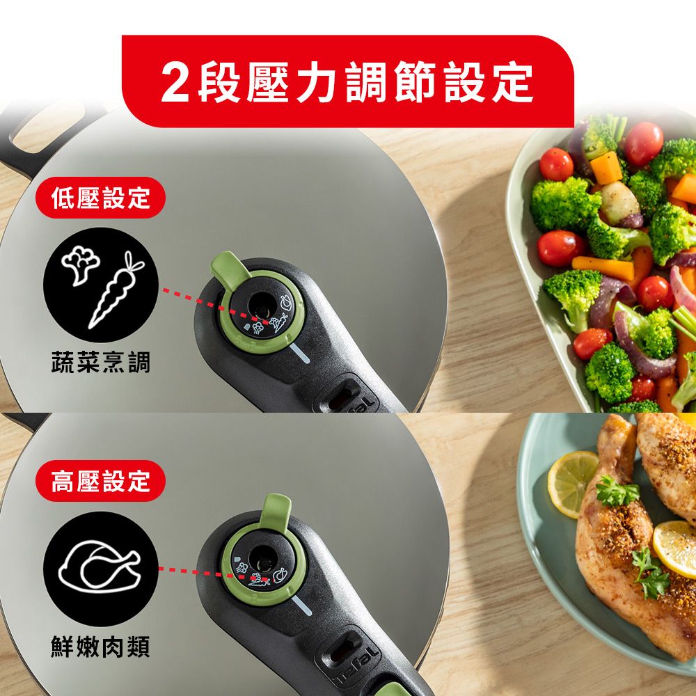 Tefal 特福  法國 易食二合一不鏽鋼快鍋/壓力鍋8L