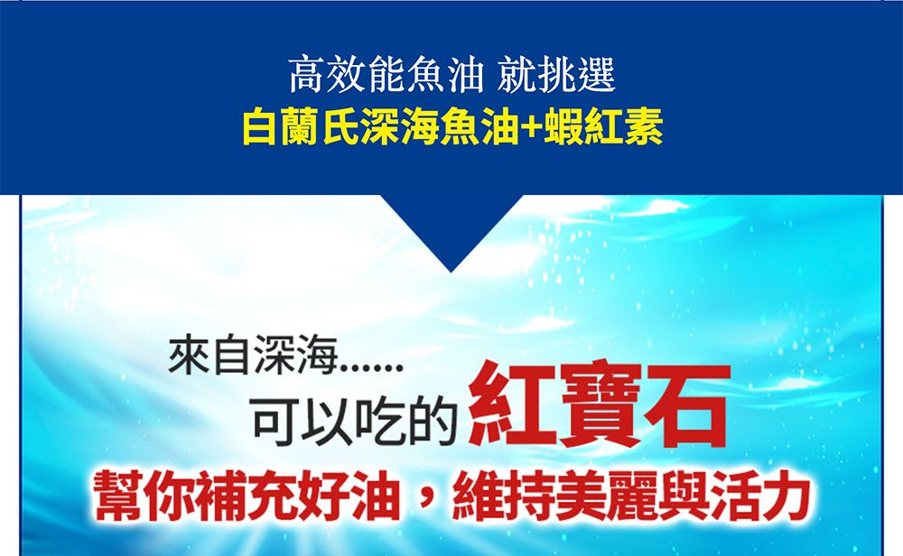 高效能魚油 就挑選白蘭氏深海魚油+蝦紅素可以吃的紅寶石幫你補充好油,維持美麗與活力