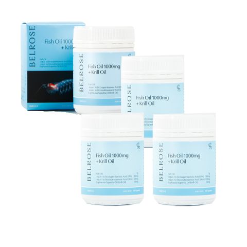 【澳洲澳倍美Belrose】南極磷蝦油+魚油膠囊 4入組 60顆/瓶