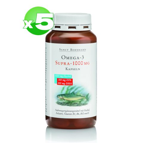 Sanct Bernhard 聖伯納德 魚油膠囊 1000mg 120顆*5罐（共600顆)
