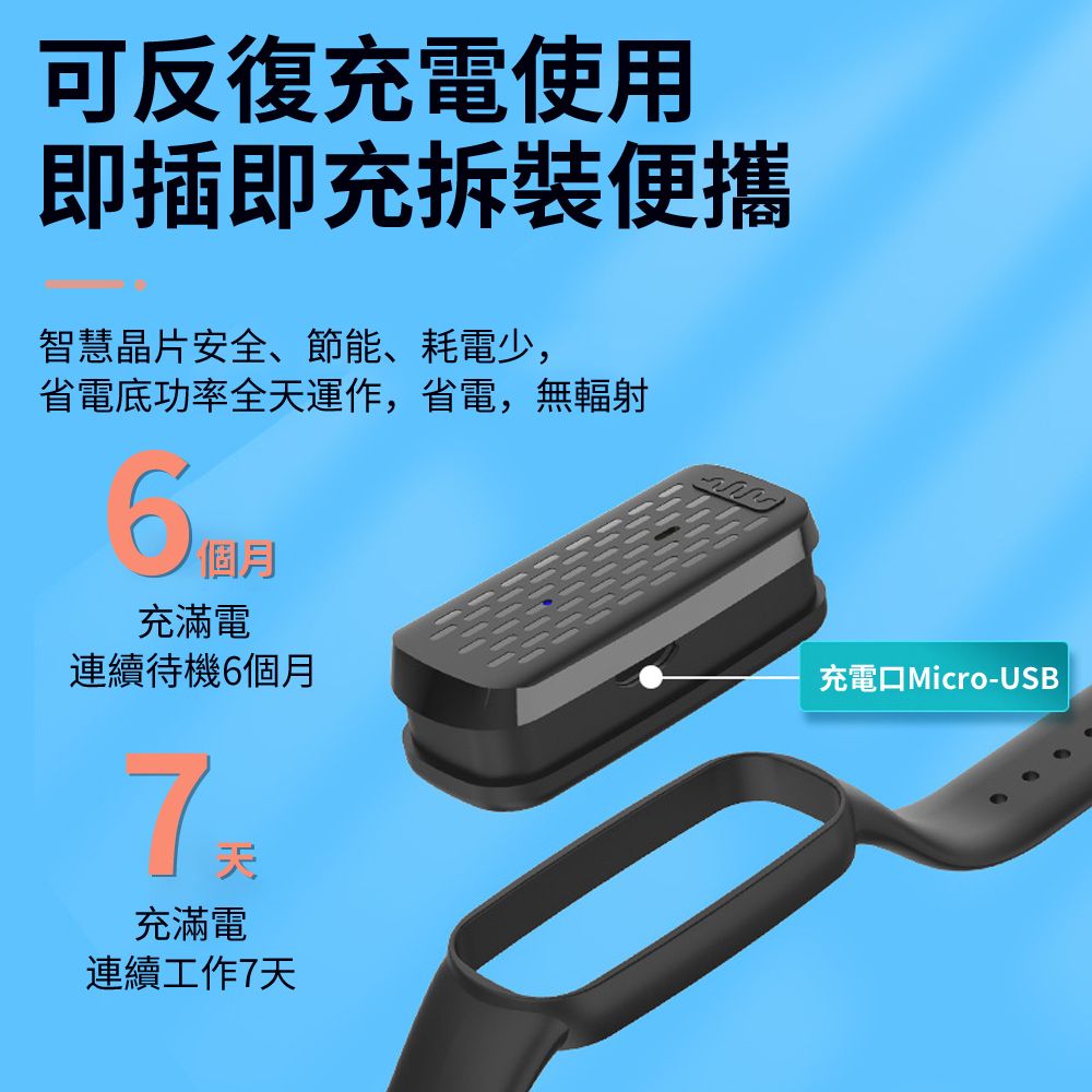  Ouboo 智能超聲波驅蚊手環 USB電子防蚊手環 兒童成人驅蚊手錶 (戶外 露營 滅蚊器 防蚊神器)