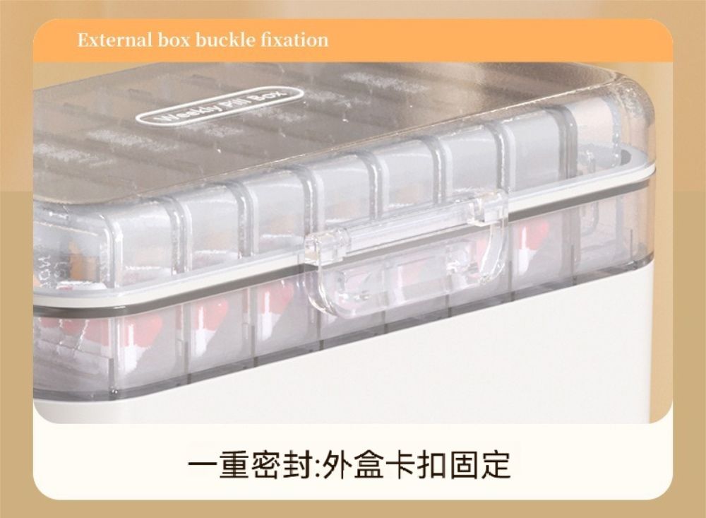 External box buckle fixation一重密封:外盒卡扣固定