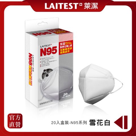 LAITEST 萊潔 N95 醫療防護口罩 雪花白 20入*3盒裝(獨立單片包裝)