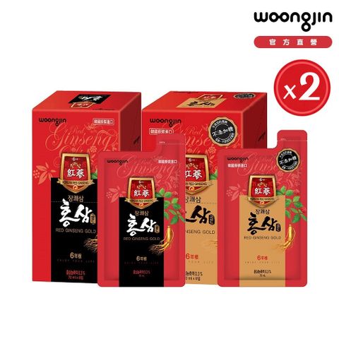 woogjin 熊津 韓國紅蔘飲(70ml*8包/盒)x2盒-原味/無糖任選