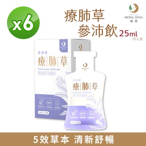 鴻參 療肺草參沛飲(25mlx10包x6盒) 全素 潤喉舒暢 輕鬆呼吸