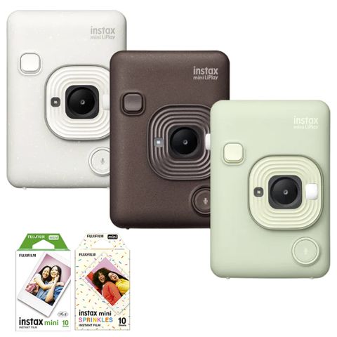 FUJIFILM 富士 instax mini LiPlay 數位 拍立得相機+底片(抹茶綠/古銅/霧白)公司貨