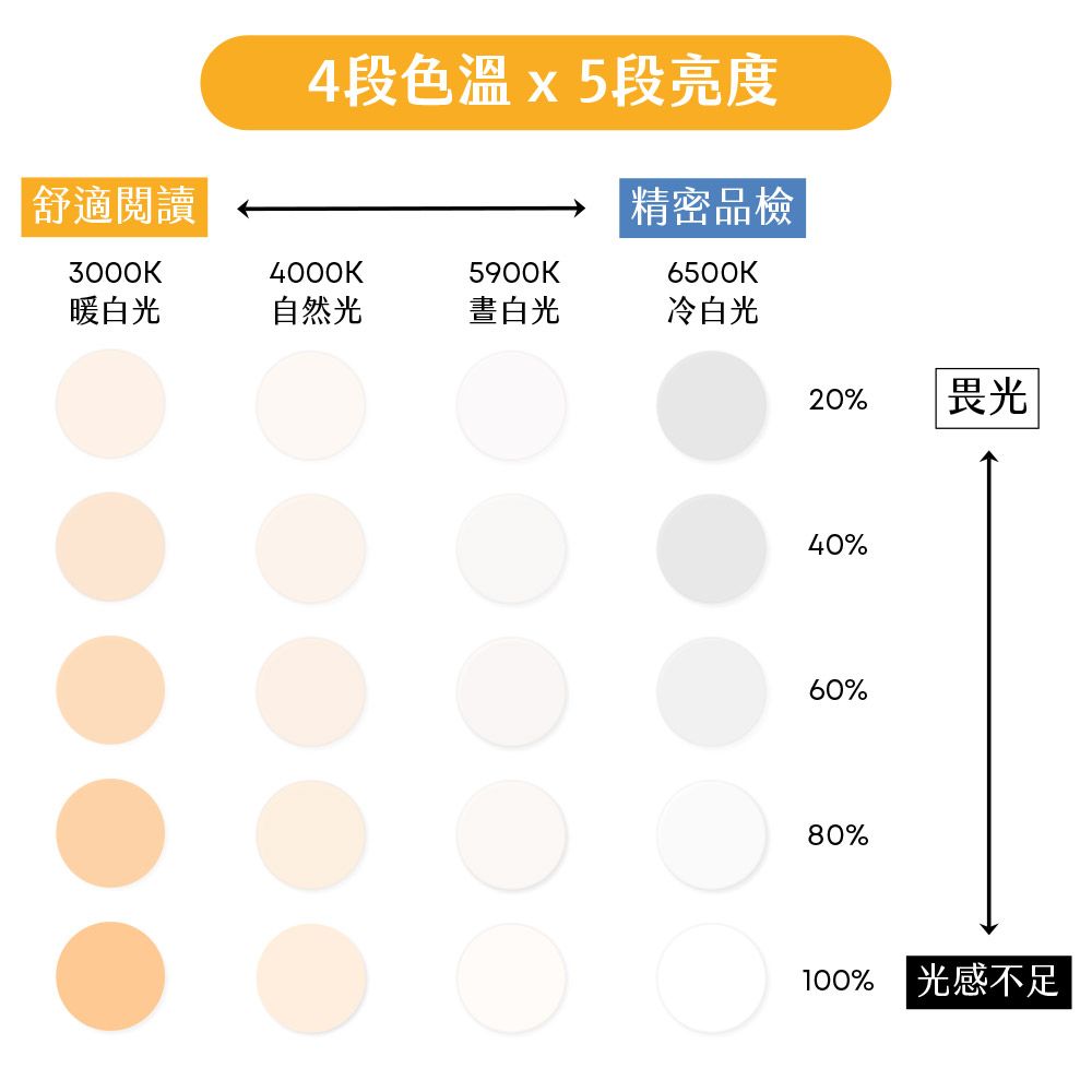 Hwatang 華堂光學 (福利品) OHBIG 好大系列 3x/8D/100mm 大鏡面LED調光調色非球面放大鏡 長鵝頸桌夾式 AL001-A8DT02