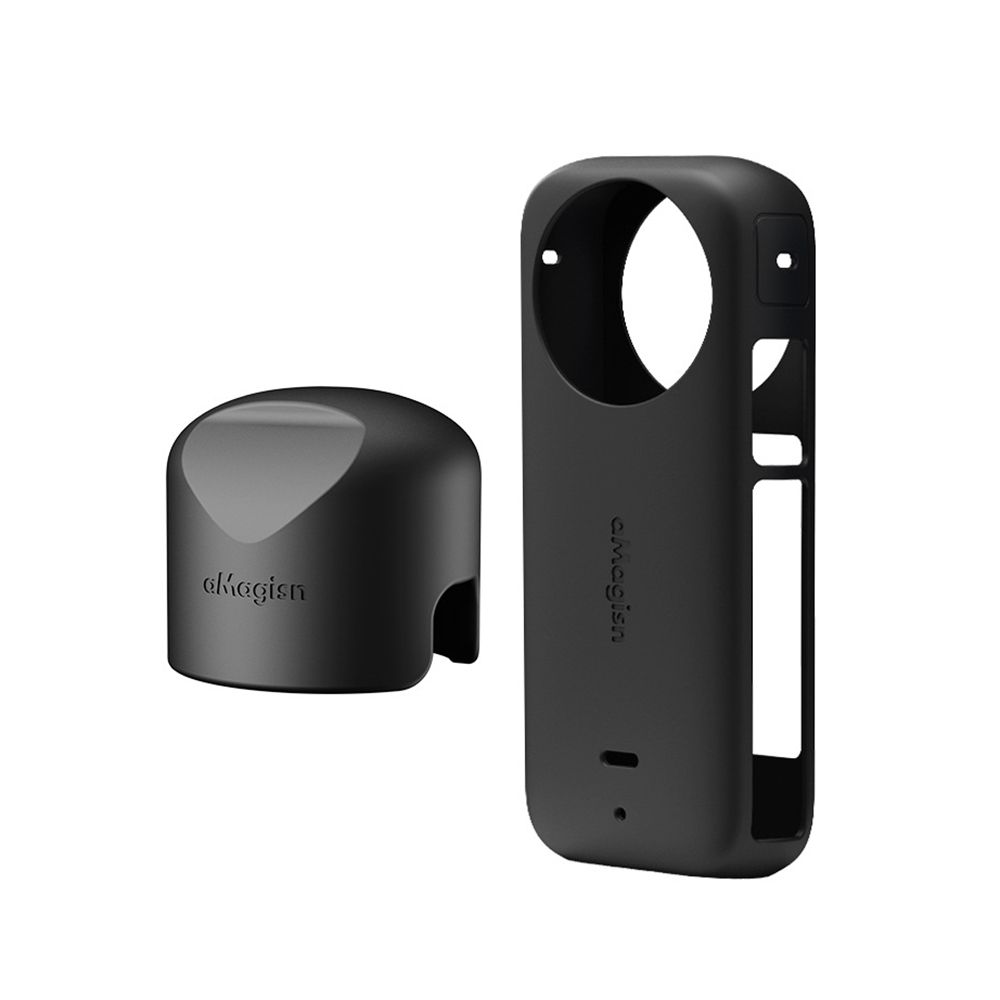 aMagisn Insta360 X3 機身矽膠保護套鏡頭蓋組(黑色)